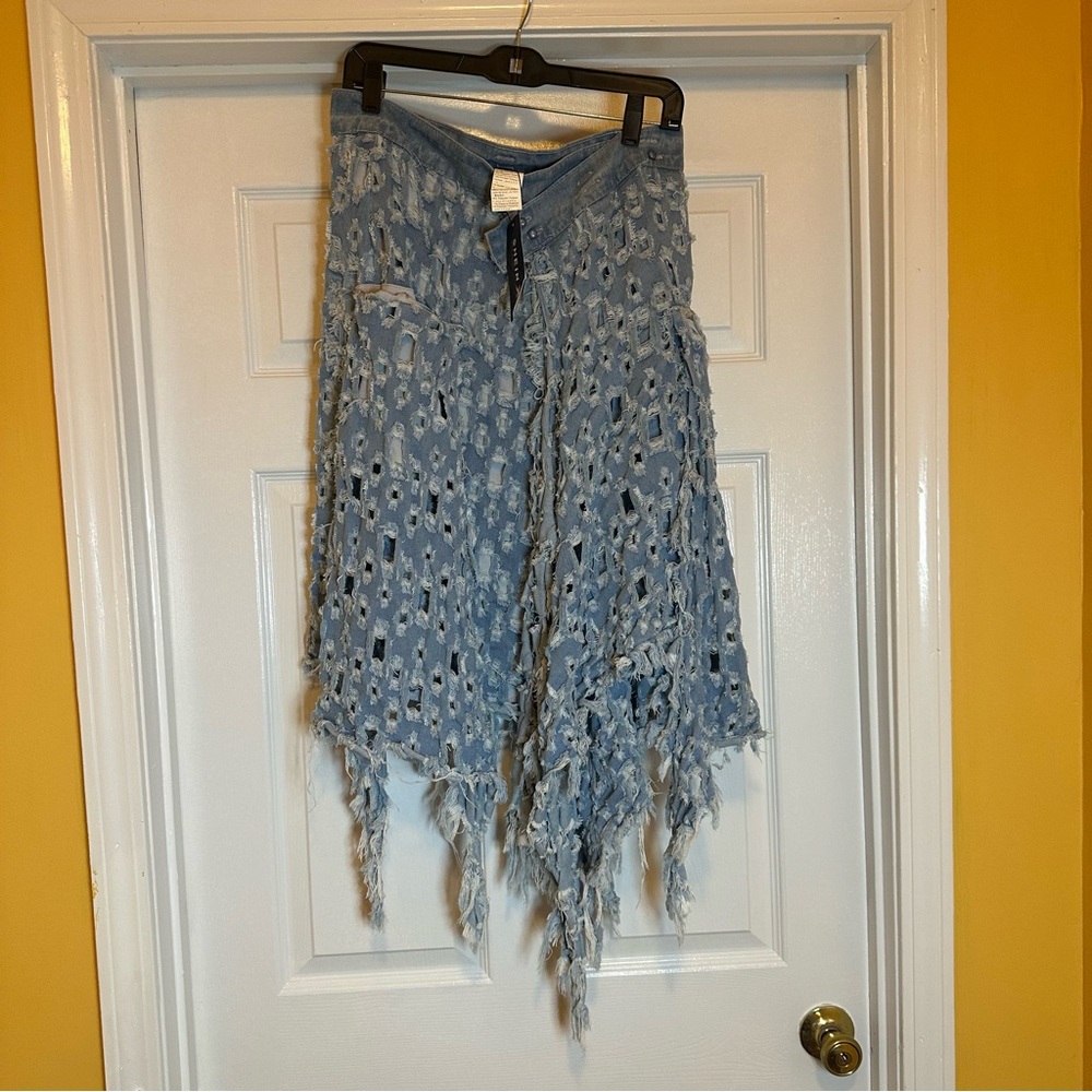 SHEIN Light Blue Distressed Denim